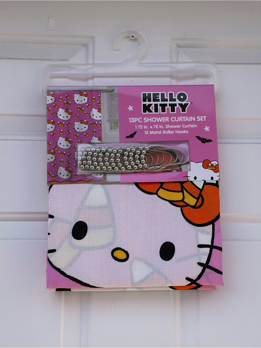 Hello Kitty  Pink Halloween Shower Curtain Set